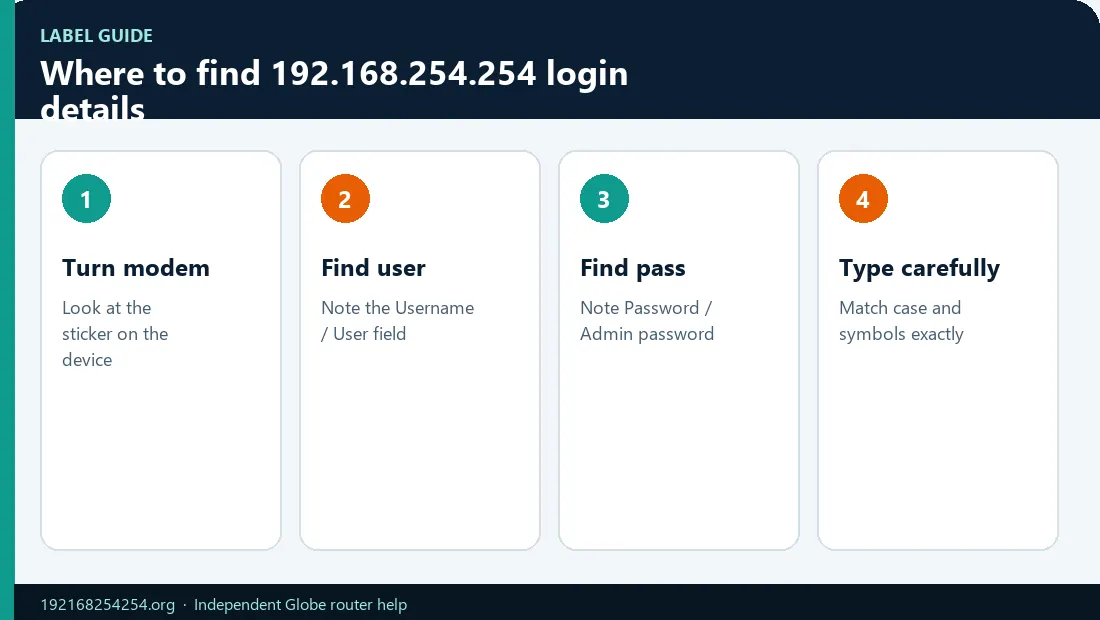 Find 192.168.254.254 Username Password Infographic