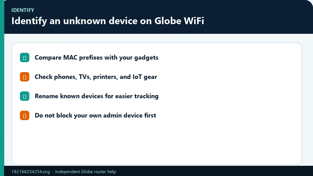 Identify Unknown Globe WiFi Device Infographic Identify Unknown Globe WiFi Device Infographic